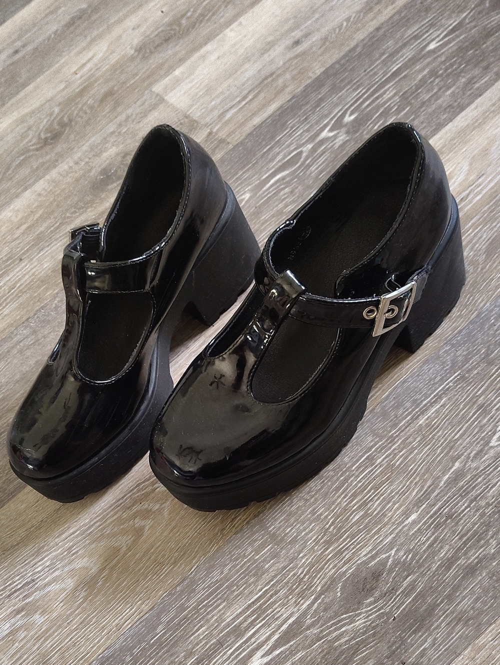 Hot Topic Black Patent T-Strap Platform Mary Janes
